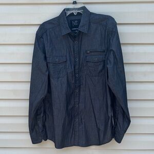 Modern cultureMen's Casual Denim Shirt - charcoal